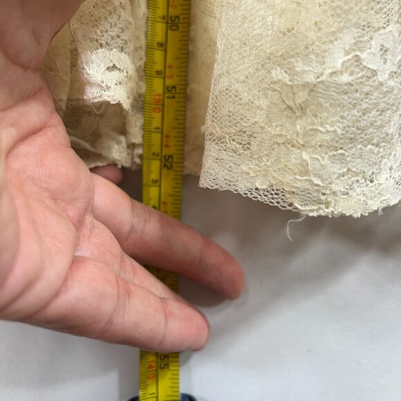 Ladies drop waist dress buttercream medium maxi lace sheer whimsy capsule fairy - Picture 9 of 13